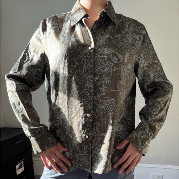 Vintage Carlisle Silk Printed Womans Top - Size Medium Large - Picture 1 of 9